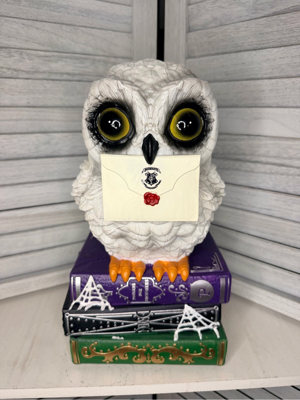 Harry Potter Hedwig Owl Hogwarts Letter Book Statue Figurine Halloween Decor New